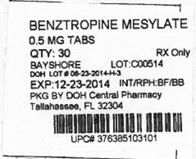 Label Image For 0.5mg (Benztropine 0.5mg)